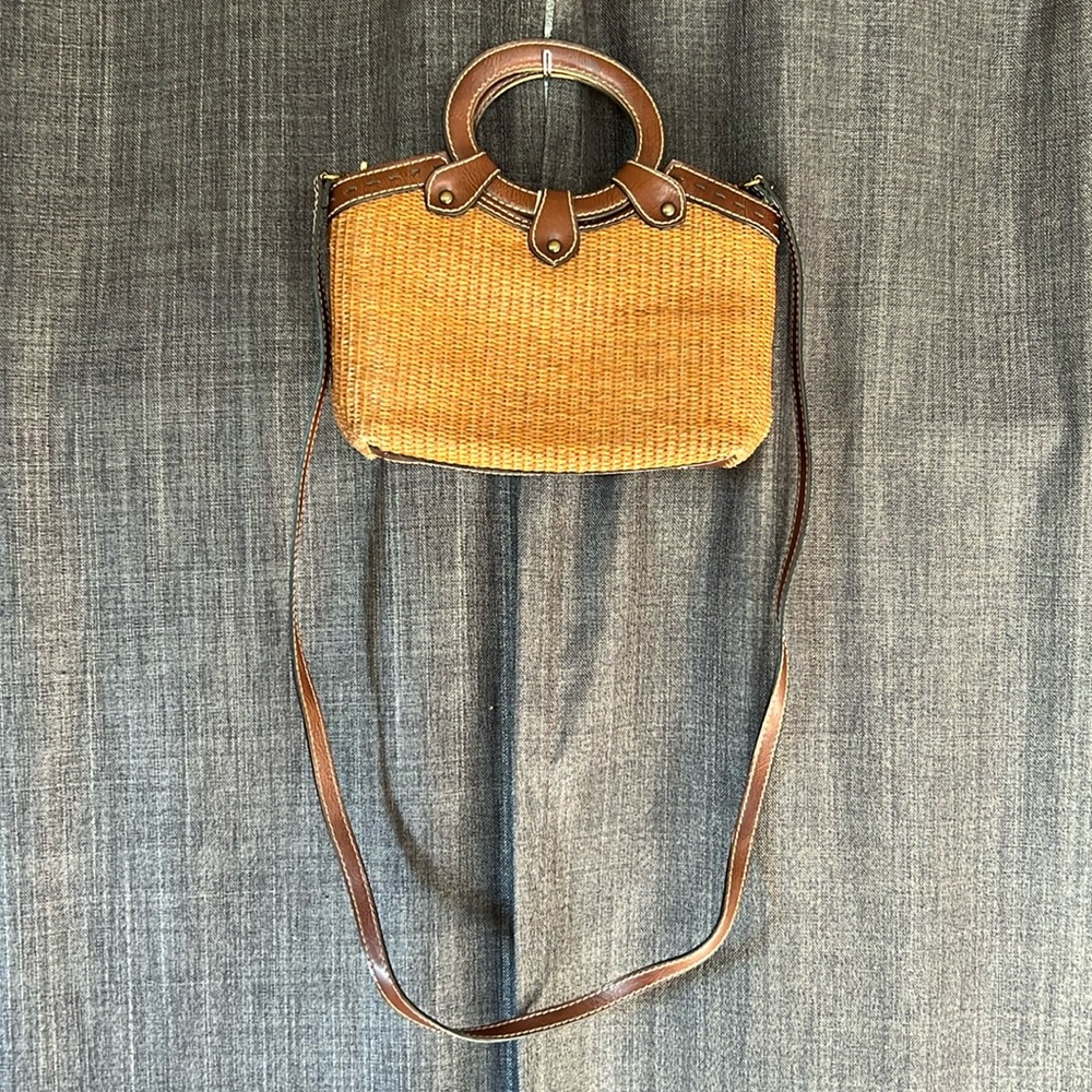 Fossil woven basket weave small handbag with removable cross strap